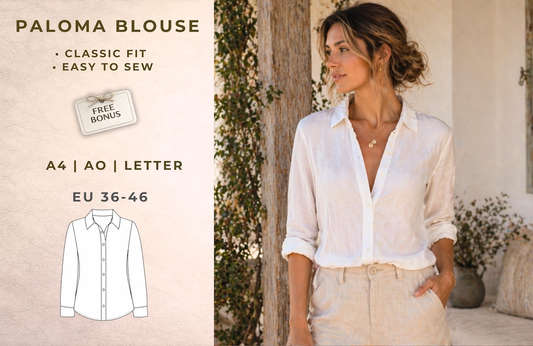 PALOMA Classic Button-up Shirt Sewing Pattern for Women | Collared ...