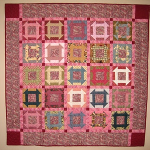 Rose, pink, muave hand-quilted throw or wall quilt image 2