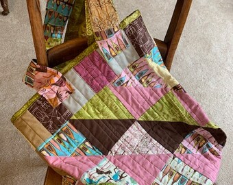 Large all-cotton pieced and quilted tote bag