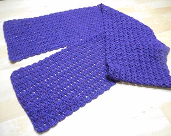 Luxurious deep purple hand-crocheted scarf