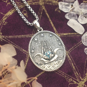 Triple Moon Goddess Necklace: 925 Sterling Silver Pagan Wiccan Spiritual Protection Pendant