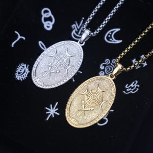 Hecate Triple Moon Pendant – 925 Sterling Silver Wiccan Necklace ...