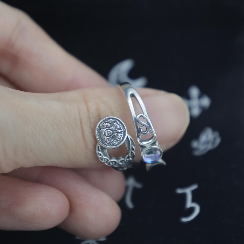 Triple Moon Goddess Ring – Sterling Silver Adjustable Ring, Feminine ...