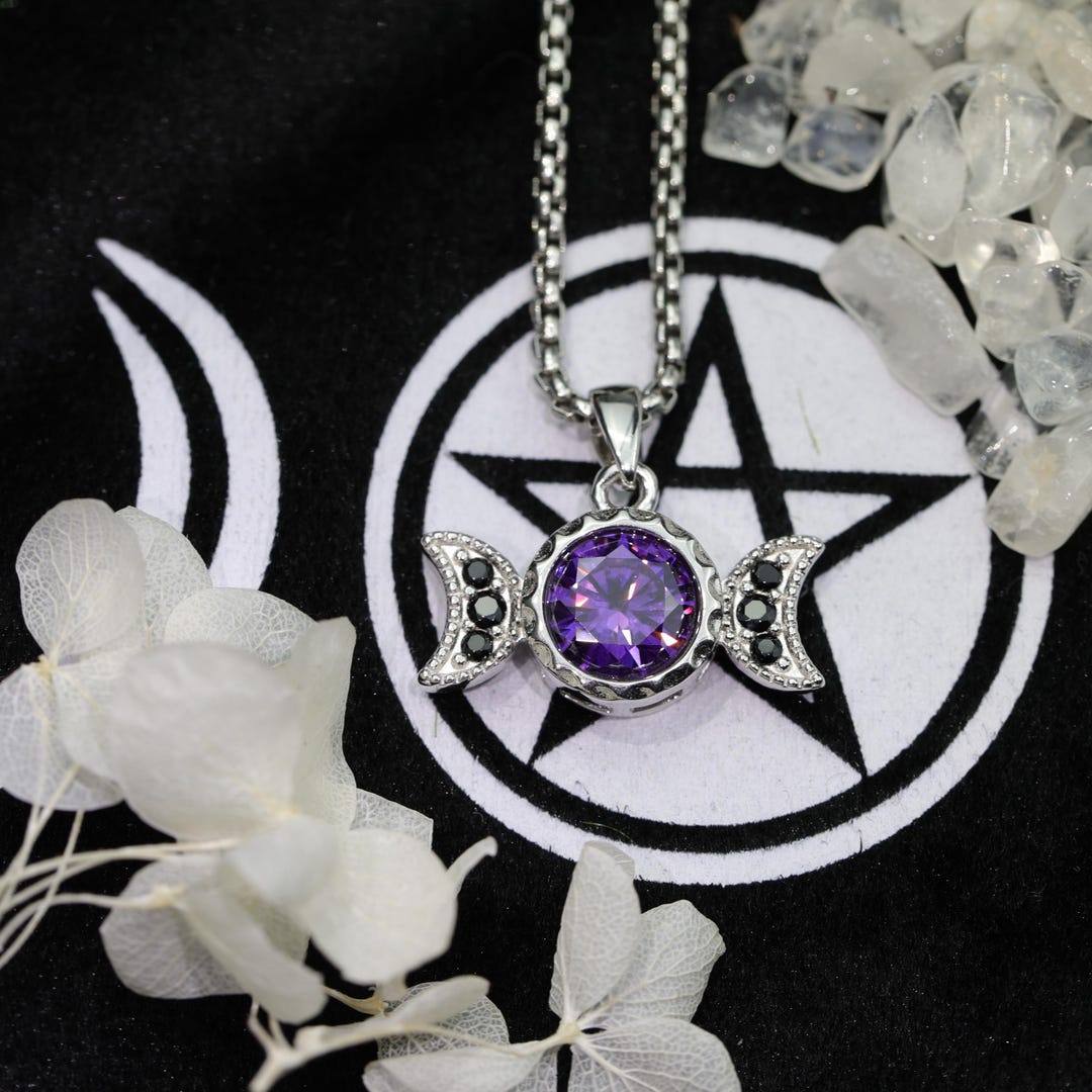Hecate Triple Moon Necklace: 925 Sterling Silver Goddess Amulet ...