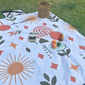 Boho Waterproof Picnic Blanket, Large Beach Blanket, Foldable Outdoor Mat with Sandproof, Carry Bag, 3 Layer Picnic Rug, 60x80" - 150x200 cm