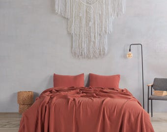 Oversize Muslin Throw Blanket - %100 Organic Cotton Lightweight and Breathable 4 Layer Muslin Bed Throw, Gauze Blanket, Summer Bedspread