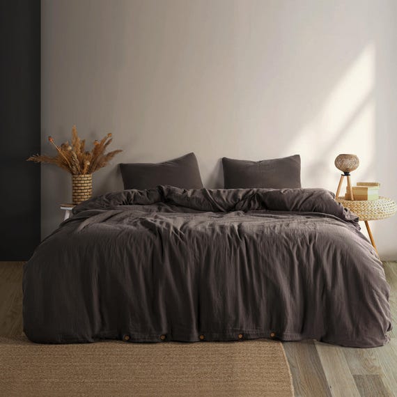 Brown Muslin %100 Organic Cotton Duvet Cover, Lightweight and Breathable Duvet Set, Extra Soft Twin, Full, Queen, King Duvet
