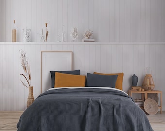 Waflle Summer Bedspread  %100 Organic Cotton - Lightweight and Breathable Bed Throw, Waffle King Size Blanket, Oversize Boho Throw Blanket
