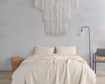 Champagne %100 Organic Cotton Summer Bedspread - 4 Layer Muslin, Lightweight and Breathable Bed Throw, Large Gauze Blanket, Boho Throw