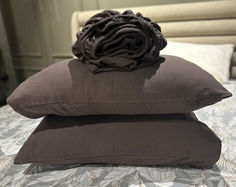 Brown Muslin Fitted Sheet Set, 3 PCS %100 Organic Cotton Fitted Sheet Set, Ultra Soft, Lİghtweight and Breathable Fitted Sheet Set,