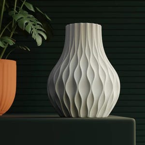 White Sculptural Wavy Vase – Modern Minimalist Home Decor