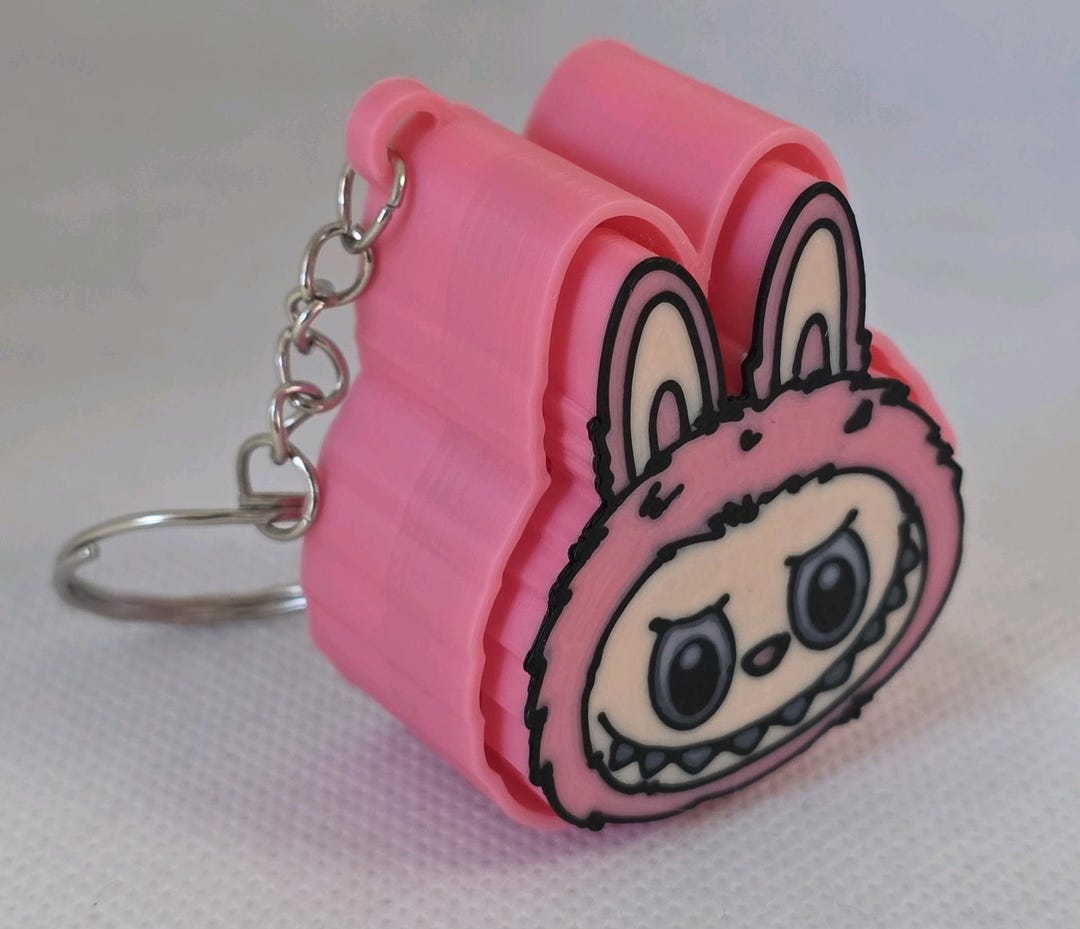 Pink Bunny Keychain Fidget: Labubu Clicker Design, Cheeky Smile Charm ...