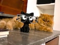 Black Kitty Eyeglass Holder, Playful Cat Design (Fits Most Glasses, Scratch-Free, Desk Accessory)
