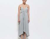 Grey Bridesmaid dress, open back dress, semi formal dress, cocktail dress, party dress, sleeveless halter top gown