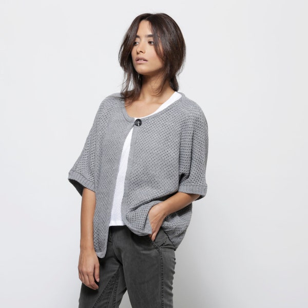 Light grey knitted kimono cardigan, fall cardigan, Women jacket