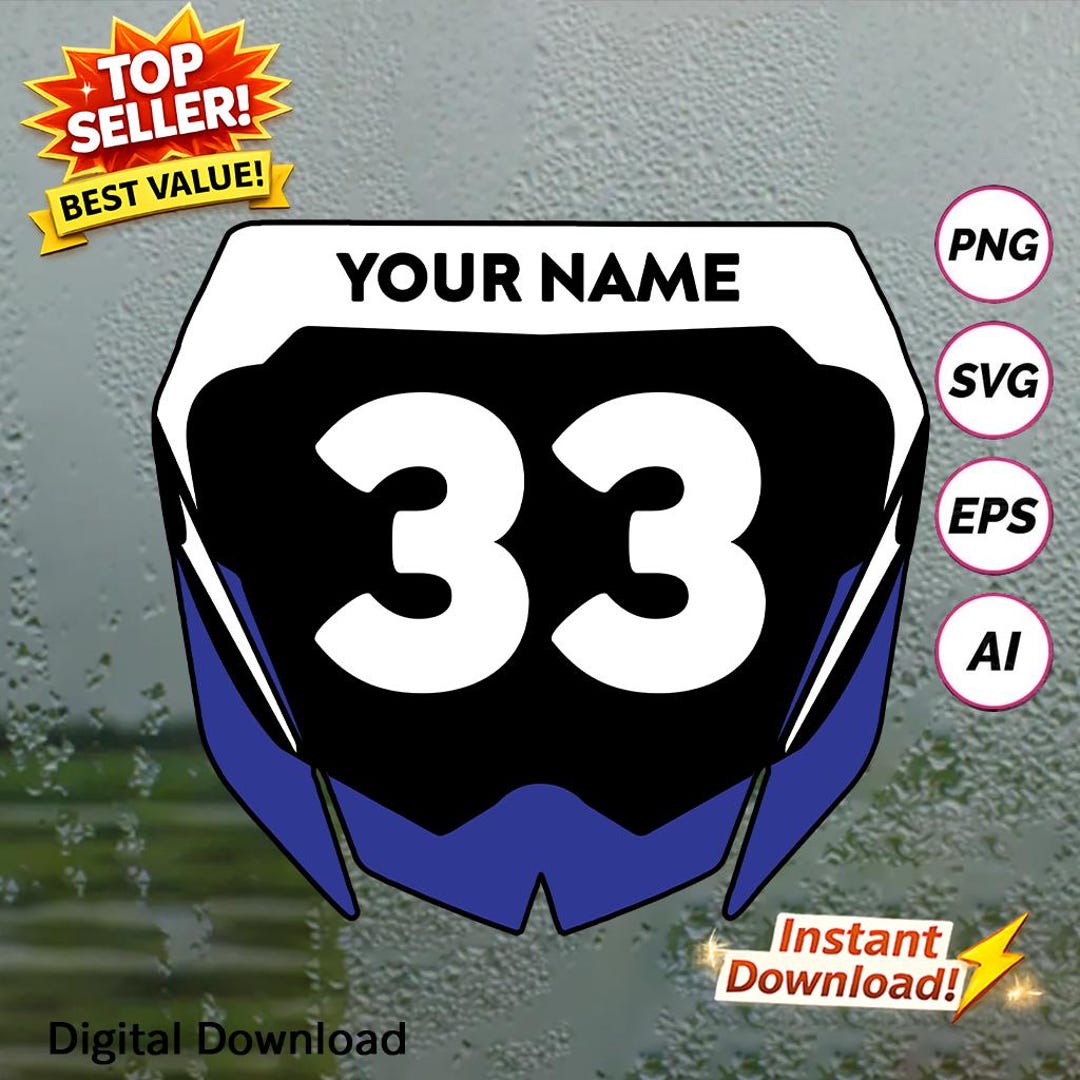 Dirt Bike Front Number Plate SVG PNG: Personalized Design (digital ...