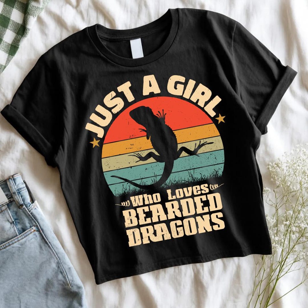 Just a Girl Who Loves Bearded Dragons PNG – Retro Sunset Lizard Clipart ...