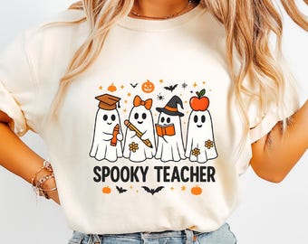 Spooky Teacher Png, Halloween Teacher Ghost Png, Fall Teacher Shirt Design, Trick or Teach Png, Coquette Spooky Season Png, Cute Ghost Png