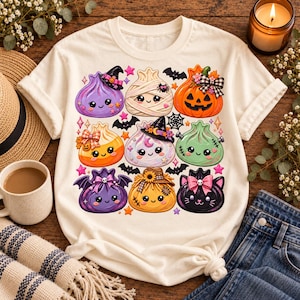Cute Halloween Dumpling Shirt Spooky Kawaii Bao Tee Coquette Halloween T-Shirt Pastel Goth Dumplings Comfort Colors Trendy Top