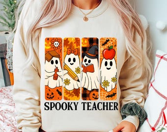 Spooky Teacher Png, Halloween Teacher Ghost Png, Fall Teacher Shirt Design, Trick or Teach Png, Coquette Spooky Season Png, Cute Ghost Png