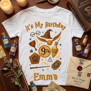 Camiseta personalizada para fiesta temática de mago de cumpleaños, camiseta personalizada de mago y bruja, fiestas familiares de cumpleaños mágicas, camisetas de escuadrón de cumpleañeras para niños