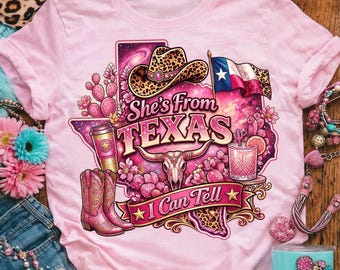 She's From Texas Shirt, Texas Girl Gift, Western Leopard Cowboy