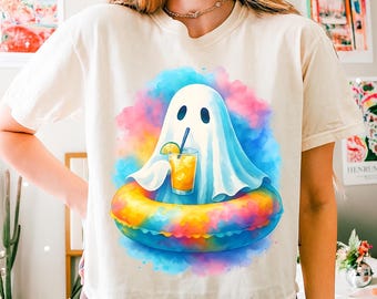 Summer Ghost PNG, Halloween Summer Shirt Sublimation Designs, Hot Ghoul Summer Png, Cute Spooky Summer Png, Watercolor Ghost Summerween Png