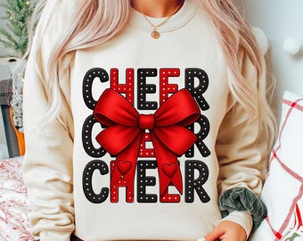 Cheerleading PNG, Coquette Cheer PNG, Black and Red, Cheer Mom Png, Cheer Png, Digital Sublimation Design, Cheerleader Png