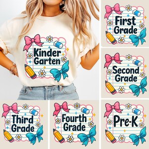 Preppy Back to School Bundle PNG, Flirty Teacher First Day of School Shirt Design, Girly Checkered Sublimation, Pre-k 1st/2nd/3rd Grade