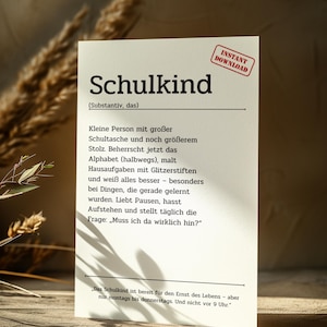 Digitale Karte Schulkind lustig | Witzige Postkarte zum Schulanfang | Sprüchekarte zum Ausdrucken | Geschenk zur Einschulung Kind