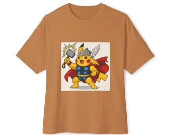 Pika Thor Unisex Oversized Tee, Graphic T-Shirt, Comfortable Casual Wear, Gift for Comic Lovers