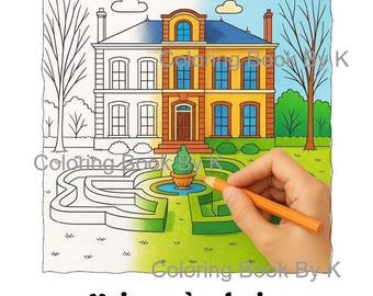Printable coloring book, PDF coloring book, house coloring, unique coloring, printable PDF, fun coloring book