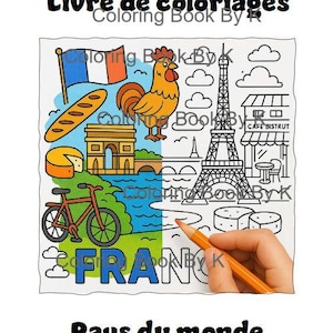 Printable PDF coloring book, country coloring, fun coloring, over 30 countries to color, downloadable file