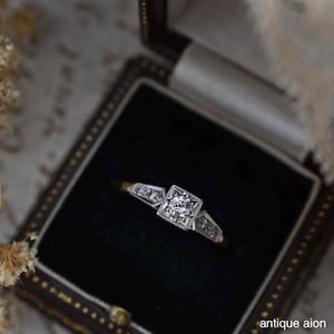 1920s Diamond Solitaire Ring | 18ct Yellow Gold & Platinum | 0.10ct Center | UK L / US 6 | Antique British Engagement Ring