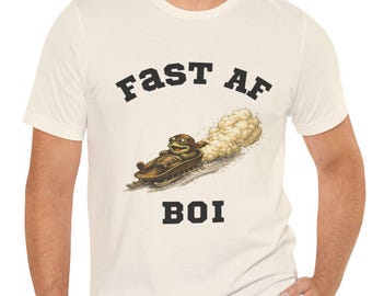 Camiseta de trineo Fast AF Boi / Camiseta gráfica divertida de trineo con rana, camiseta de deportes de invierno, camiseta de rana para fanáticos del trineo, regalo humorístico para deportes de velocidad