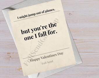 Paquete de tarjetas de San Valentín de paracaidista / Divertida tarjeta digital de San Valentín / Descarga instantánea