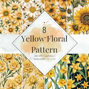 Watercolor Floral Digital Paper – 8 Seamless Flower Patterns for Junk Journals, Scrapbooking & Sublimation