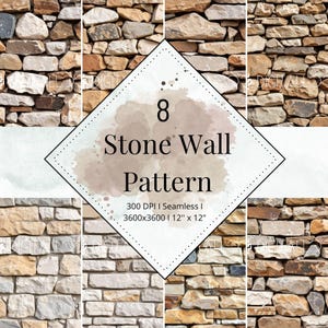 8 Seamless Stone Texture Digital Paper – Printable Canvas-Style Backgrounds for Crafts & Scrapbooking