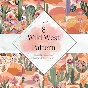Wild West Digital Paper Pack – 4 Seamless Western-Inspired Backgrounds for Scrapbooking & Design