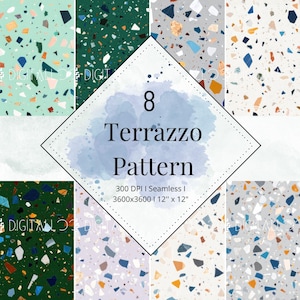 Seamless Terrazzo Marble Digital Paper Pack – Modern Printable Scrapbook & Overlay Textures