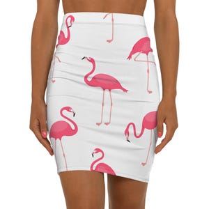 スカート Flamingo Print Cotton Skirt Flamingo Print Skirt - Etsy