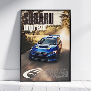 Subaru Impreza Rally Poster – WRX STI Motorsport Print – Rally Racing Car Wall Art – Semi-Glossy Home Decor – Gift for Men & Car Enthusiasts