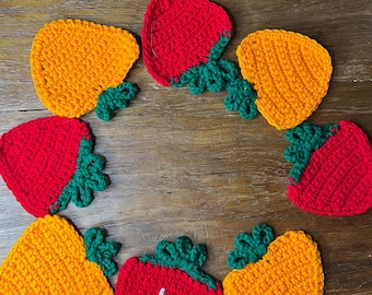 Crochet Carrot and Strawberry Coasters (PDF Pattern Only)