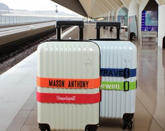 Personalized Embroidered Luggage Strap, Custom Name Travel Suitcase Identifier Strap