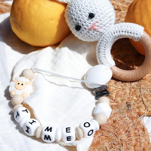 Sheep pacifier clip – Birth gift – Personalized pacifier clip – Baby gift –