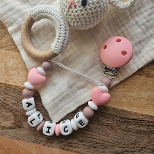 Heart pacifier clip - Birth gift - Personalized pacifier clip - First name pacifier clip - Birth gift - Baby shower