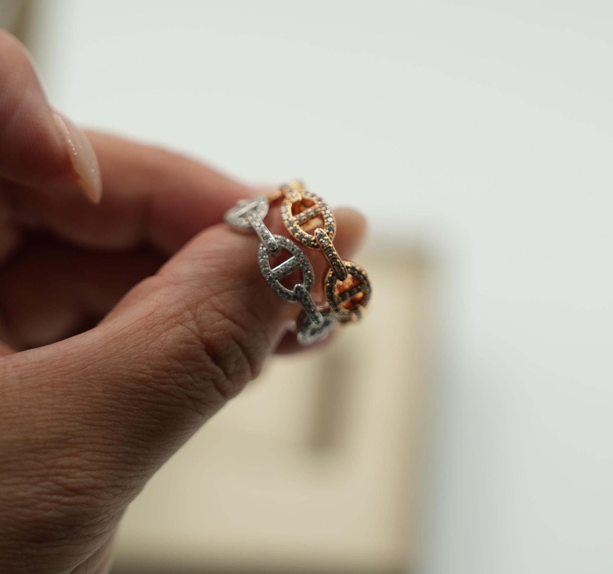 Cz Chain ring 925 silver 18k gold plated fashion ring