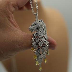 Panther necklace 925 silver 18k white gold plated necklace