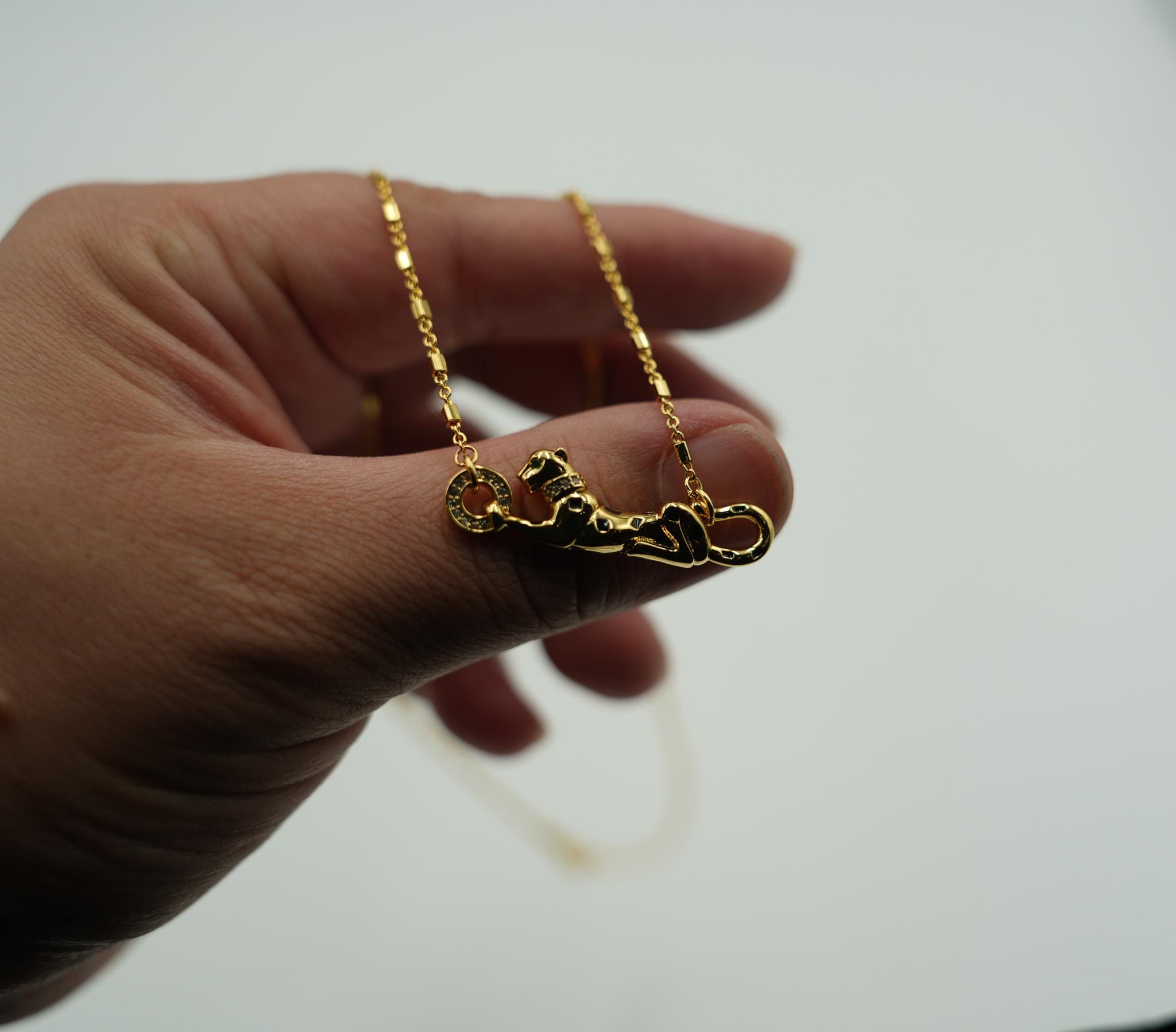 ゴールドメッキ パンサーネックレス パンサーネックレス 925シルバー 18Kゴールドメッキネックレス - Etsy 日本