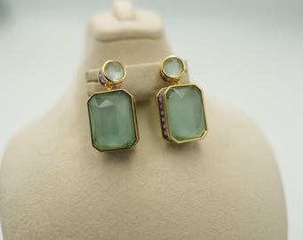 Green stone earrings fashion drop earrings stud back